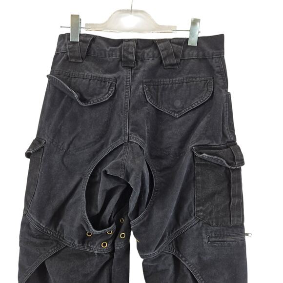 Vintage Versatta Cargo Bondage Pants Size 32 Black Gothic Y2K Nepal Canvas - Picture 7 of 16